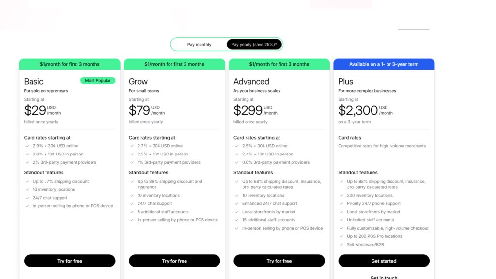 Core Shopify Subscription Plans 
